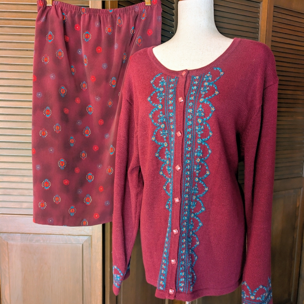 GRAVER STUDIO 2 Piece Skirt & Cardigan Set - 2X - NWT